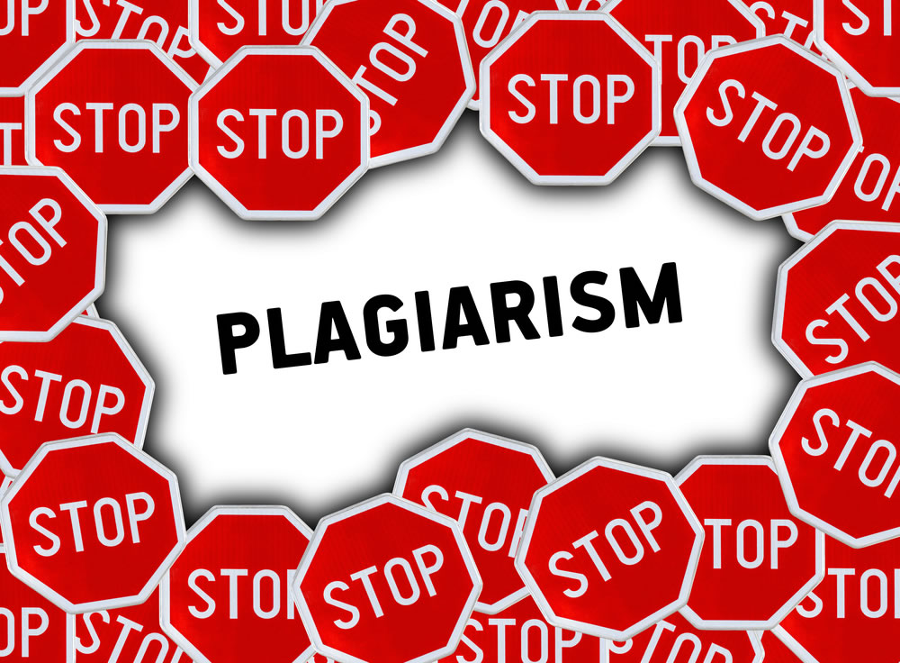 The inscription "plagiarism" and lots of Stop signs
