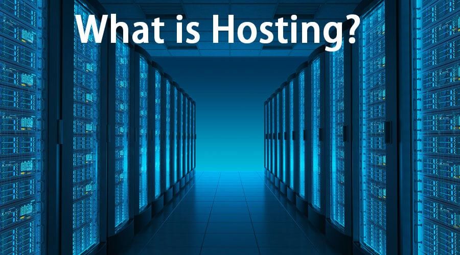 "What is hosting?" against the background of the server room
