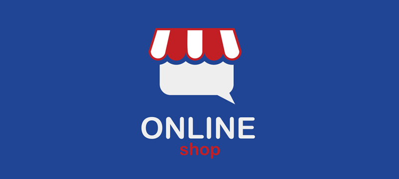 The inscription "Online Shop" on a blue background