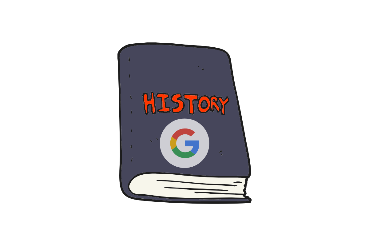 A book with the word "History" and a Google sign